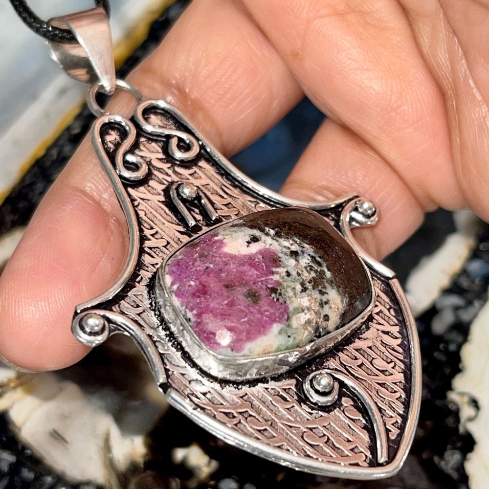 Ruby in Zoisite Pendant 2 7/8”